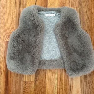 Gray Faux Fur Kids Vest size 2T